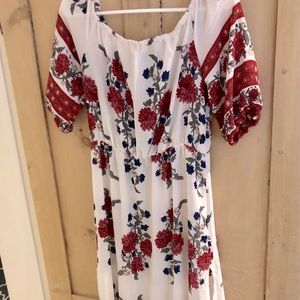 Off shoulder floral print maxi dress with slit NWT